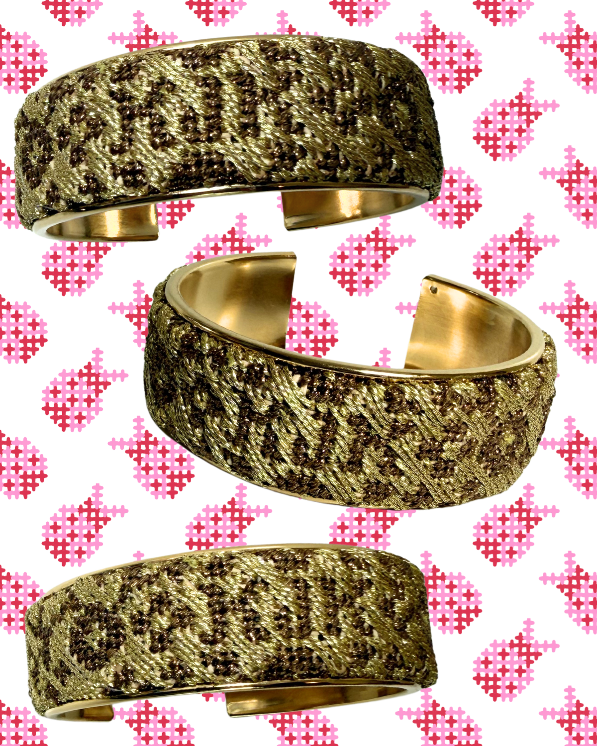Etched Floral Bangle Cuff Bracelet