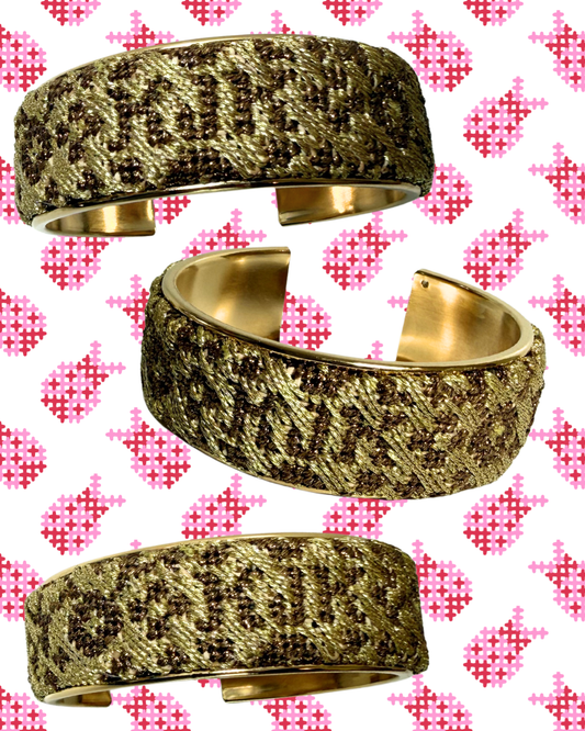 Etched Floral Bangle Cuff Bracelet